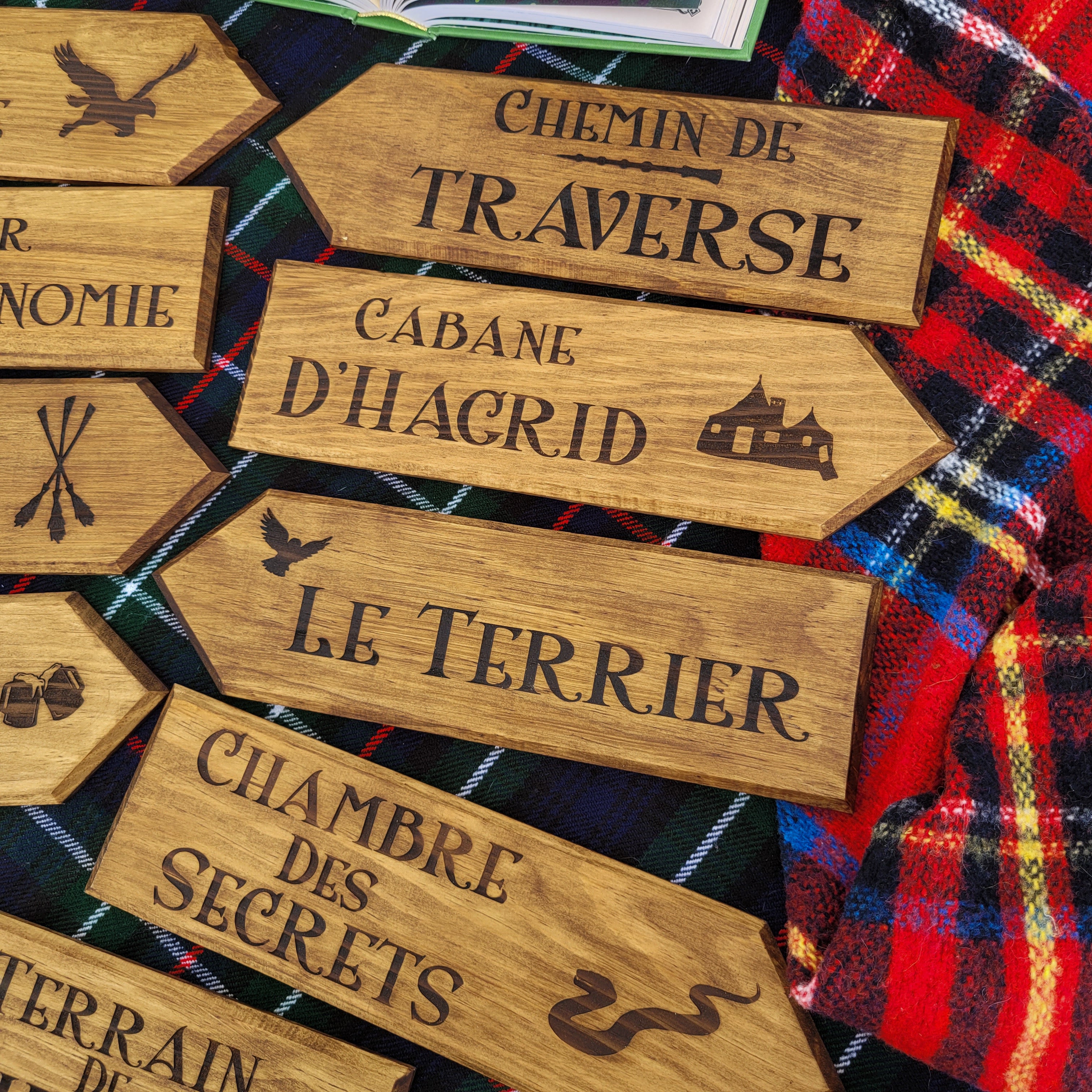 Panneaux directionnels inspirés de l'univers des sorciers