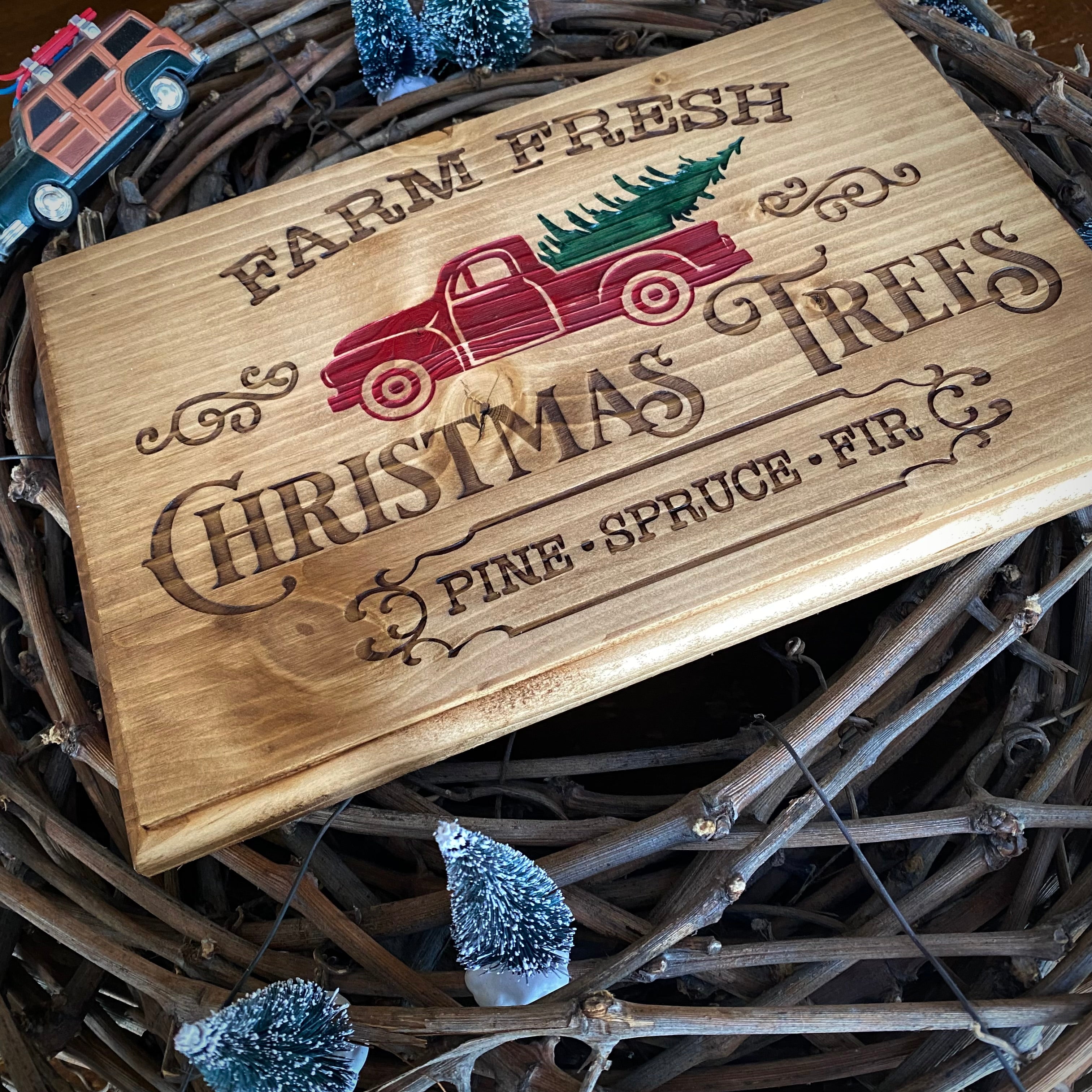 Panneau décoratif en bois – esprit Farmhouse de Noël