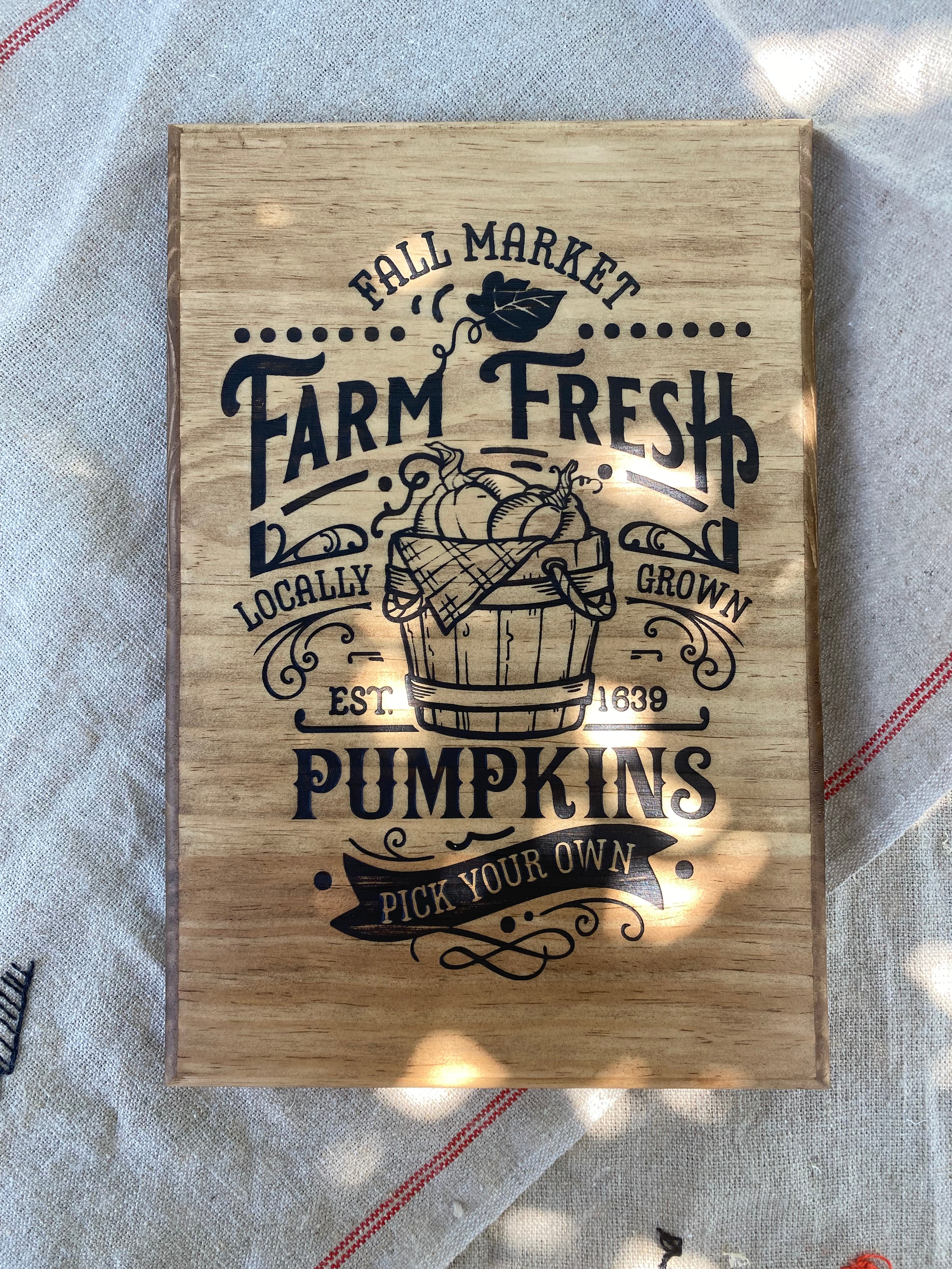 Panneau décoratif en bois « Farm Fresh Pumpkins »