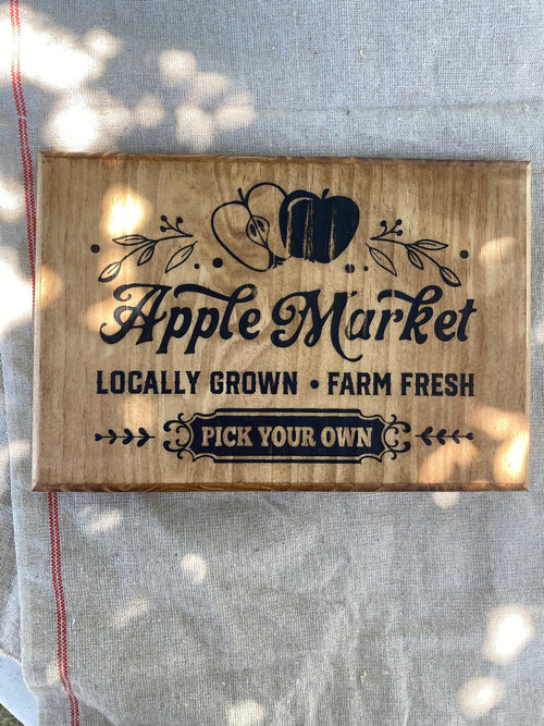 Panneau décoratif en bois « Apple Market »