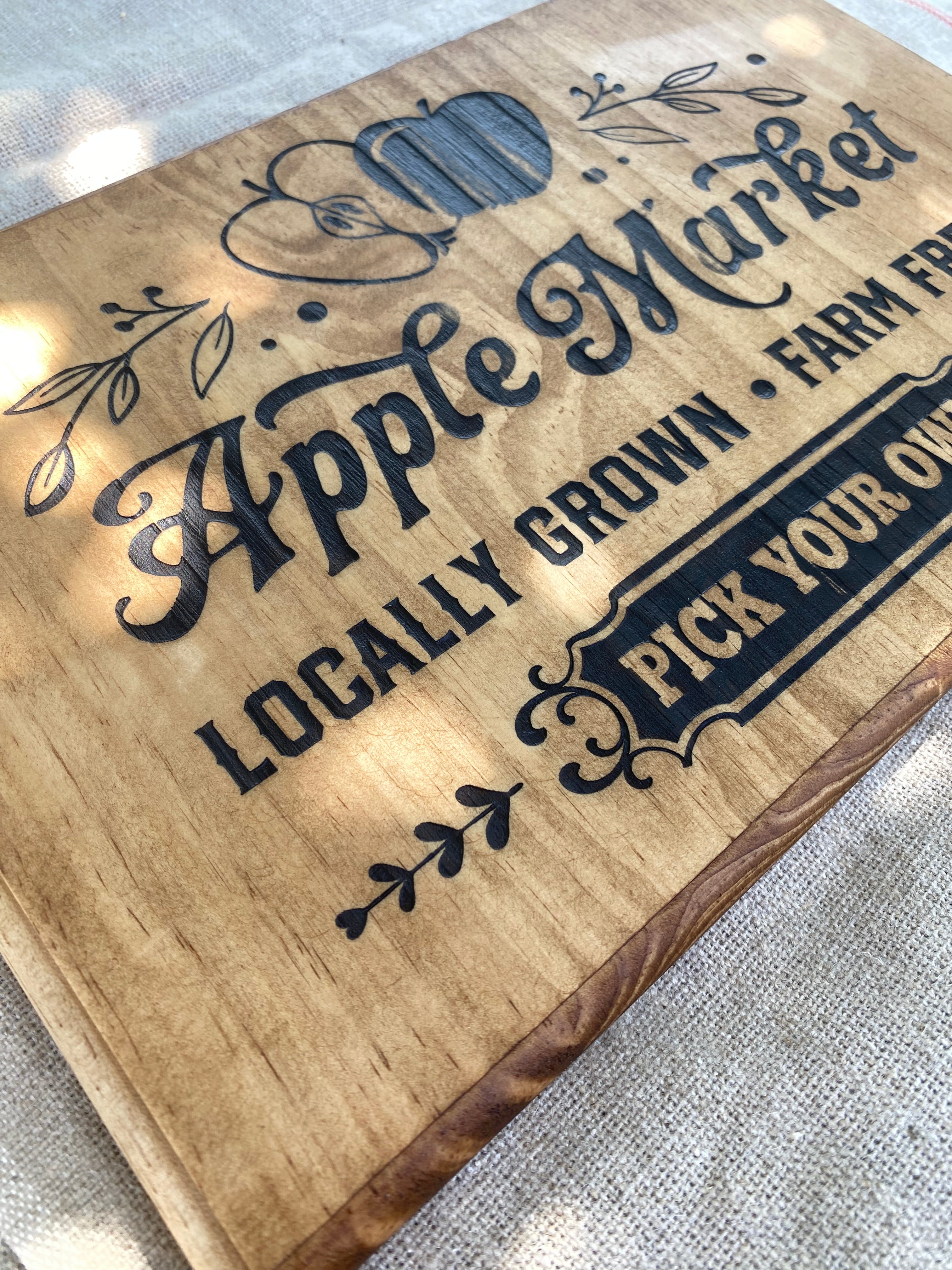 Panneau décoratif en bois « Apple Market »