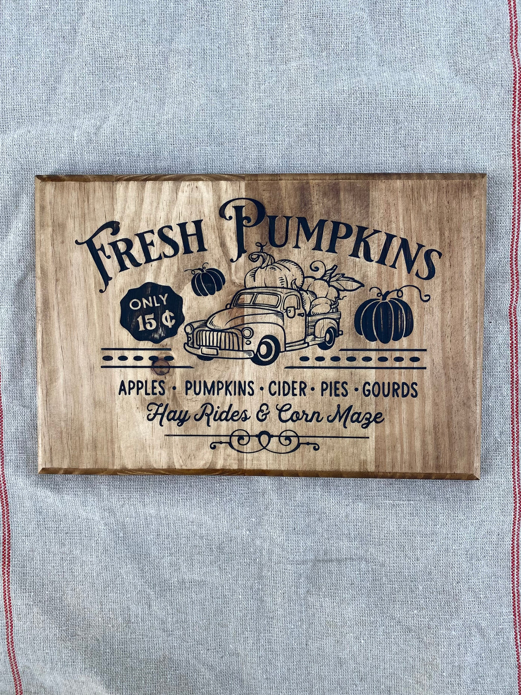 Panneau décoratif en bois « Fresh Pumpkins »