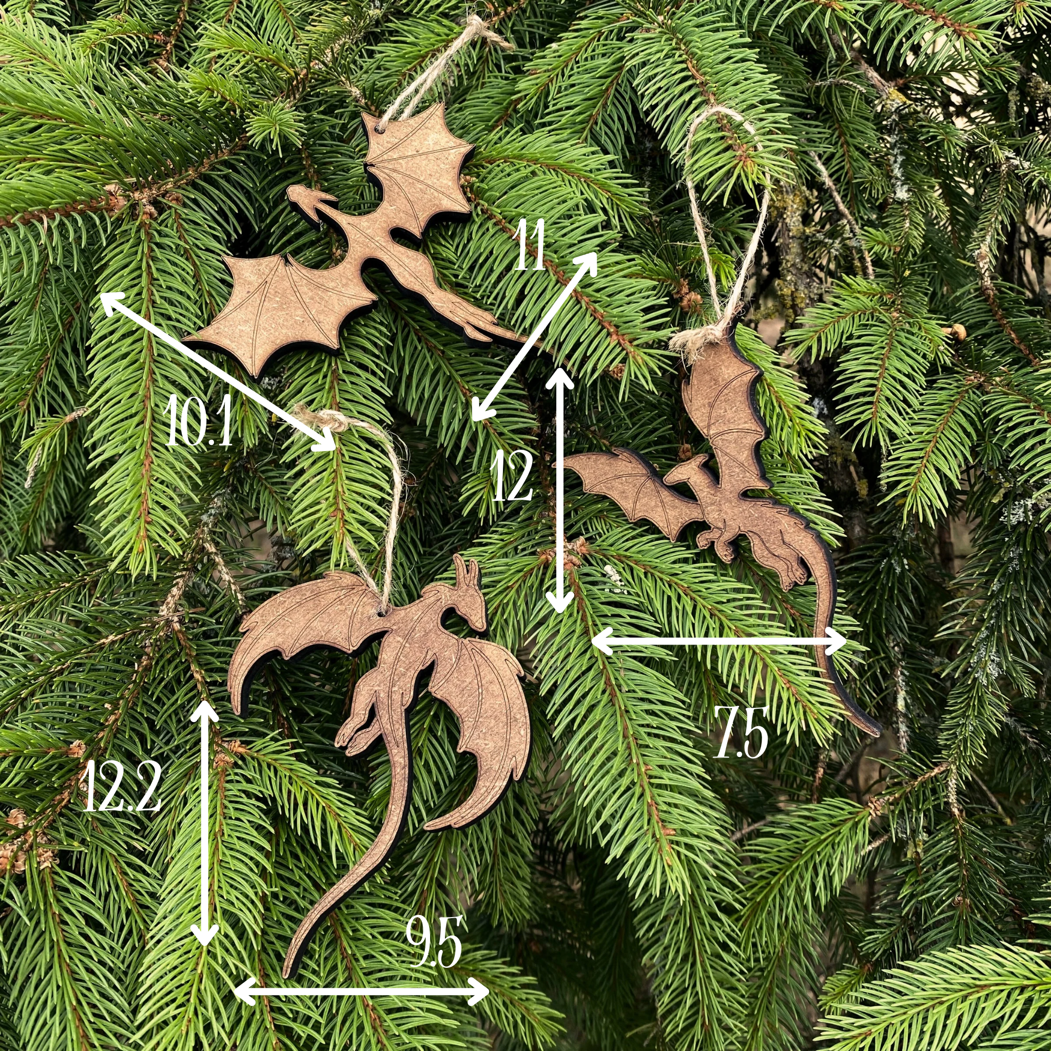 Suspensions dragons – Décoration fantasy pour bibliothèque ou sapin de Noël