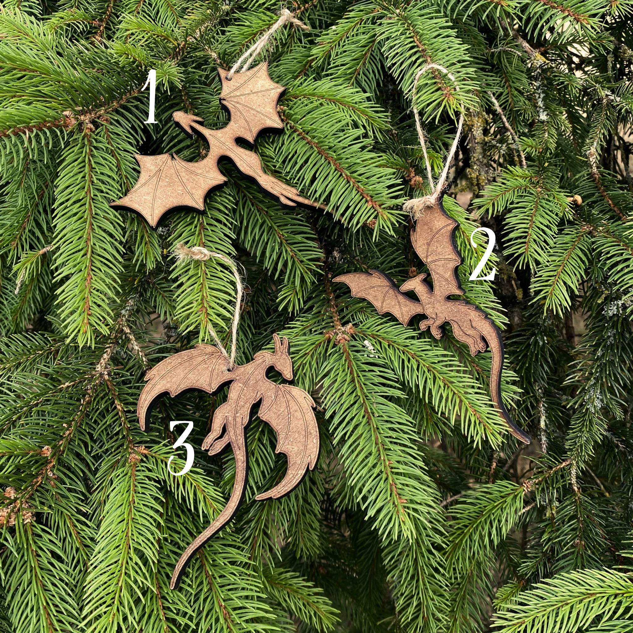Suspensions dragons – Décoration fantasy pour bibliothèque ou sapin de Noël