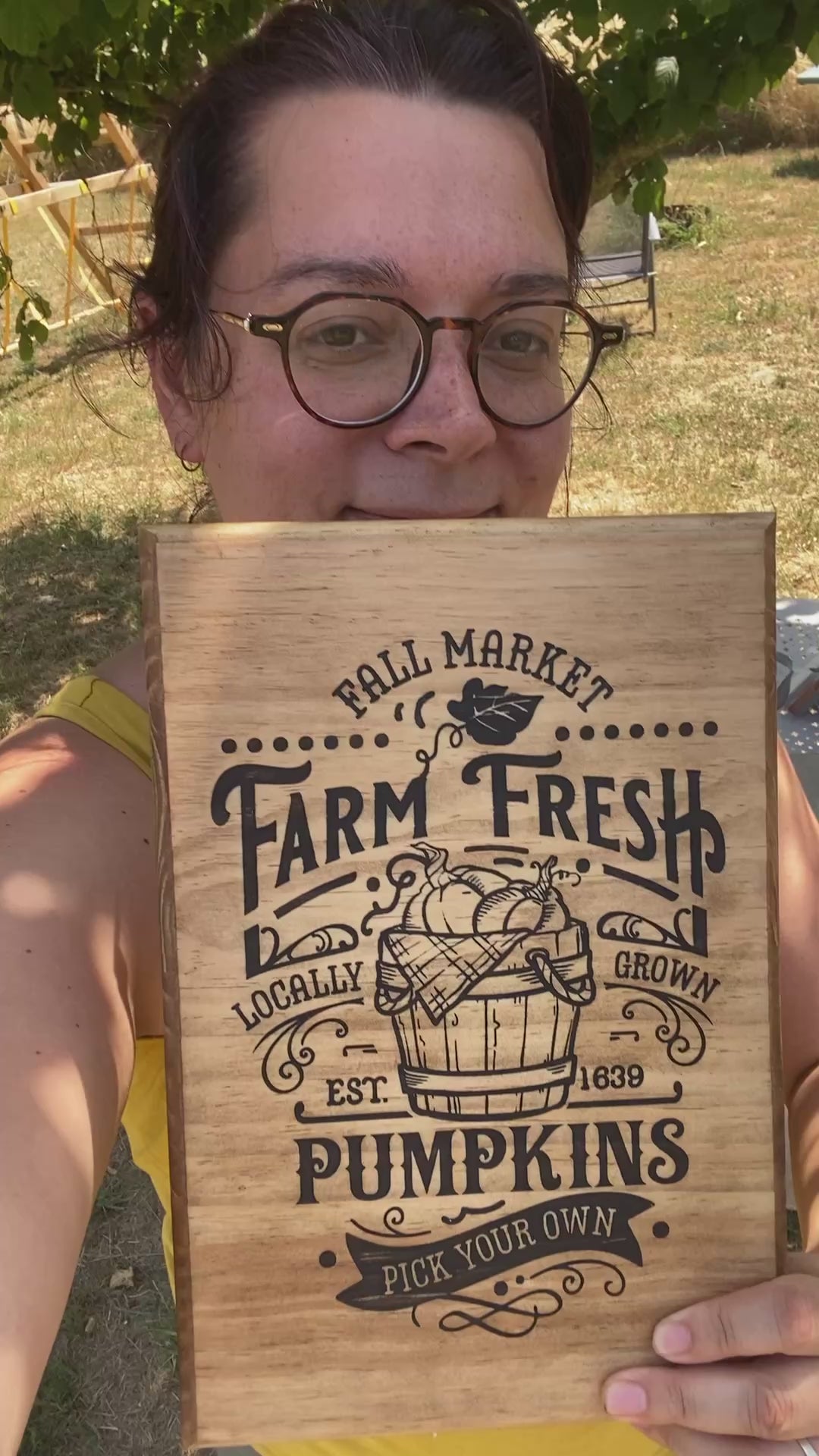 Panneau décoratif en bois « Farm Fresh Pumpkins »